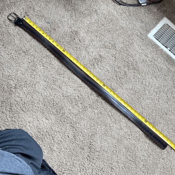 VTG Bronzino Italian Leather Belt Brown Black Stripe 38/95 Made in Italy - Picture 10 of 11